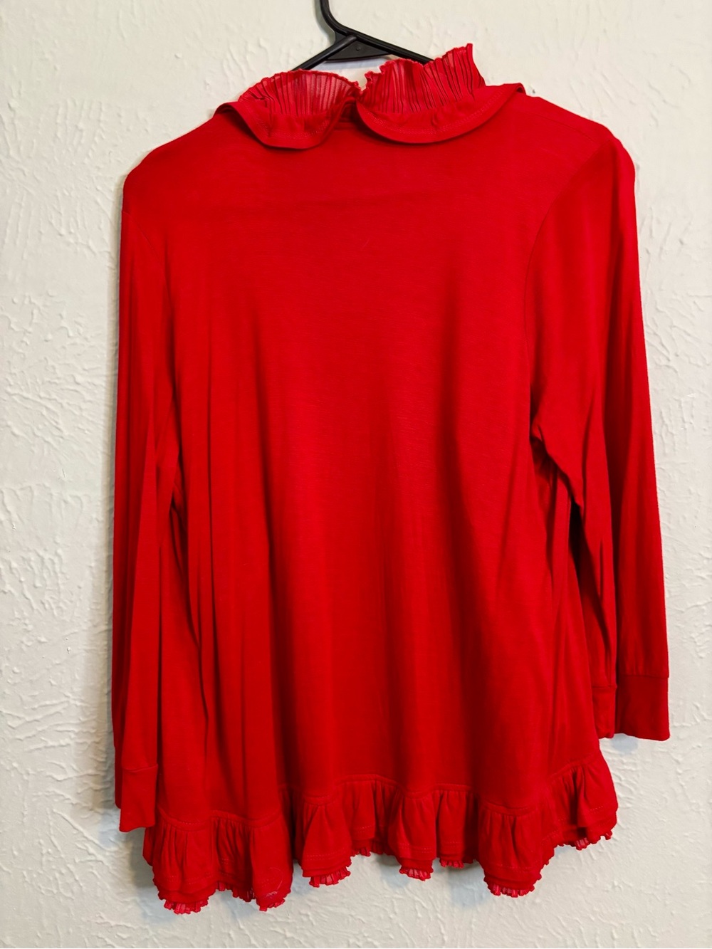 Madison Red Ruffled Open Front Cardigan - Picture 3 of 5